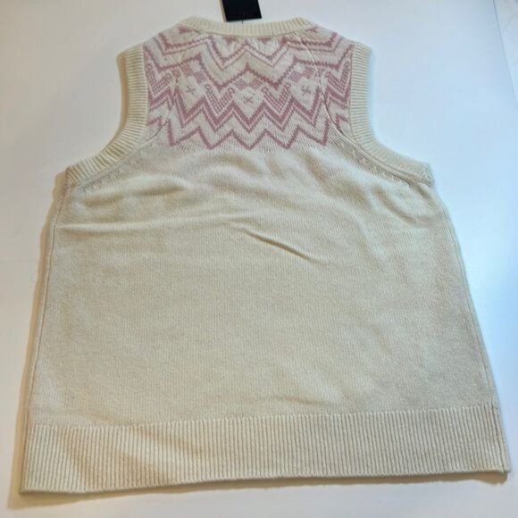 Anthony Thomas Melillo ATM Fair Isle Wool Sweater Vest cream pink size XS NEW - Picture 7 of 9